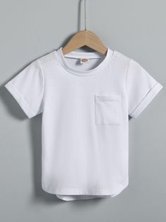 Young Boy Solid Color Casual T-Shirts, Short Sleeve Plain Tee, Spring Autumn White Casual  Short Sleeve Fabric Plain  Slight Stretch Summer Young Boys Clothing, size features are:Bust: ,Length: ,Sleeve Length: Plain Tees, Toddler Boy Outfits, Boys Top, Boys Clothing, White Casual, Boys T Shirts, Casual T Shirts, Toddler Boys, White Undershirt