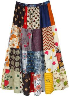 a multicolored skirt with many different patterns