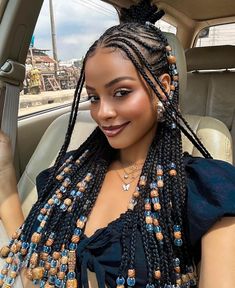 Braids Hairstyles Beads, Braids With Beads And Curls, Braids With Beads For Women, 2000 Hairstyles, Baddie Braids, Vacay Hair, Cornrows With Beads, Dream Hairstyles, Cabello Afro Natural