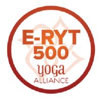 the e - tryt 500 yoga alliance logo is shown in orange and red on a white background