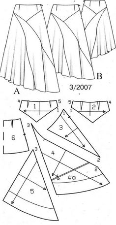 an image of the pattern for a skirt with pleated sides and side slits