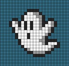 A pixel art template of a ghost. Pixel Drawing Halloween, Easy Pixel Art Small Halloween, Pixel Art For Minecraft, Pixel Art Ideas Halloween, Beetlejuice Pixel Art, Pixel Halloween Art, 20x20 Pixel Art, Halloween Pixel Art Grid, Scary Pixel Art