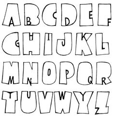 the alphabet is drawn in black and white