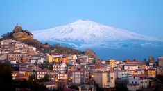 the city is surrounded by mountains and snow capped mountain