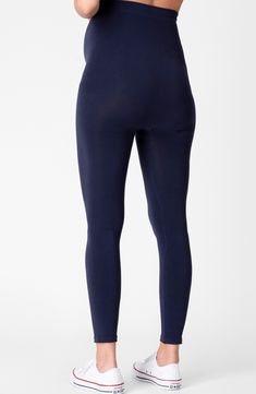 Designed to move with you and accommodate your growing bump, these ultrasoft ankle-length leggings stretch easily and are an essential for all trimesters. Over-the-bump waistband 86% viscose, 10% polyamide, 4% elastane Machine wash, line dry Made in Portugal Comfort Stretch Leggings With Waistband For Pilates, Fitted Seamless Maternity Bottoms, Seamless Fitted Maternity Bottoms, Compressive Leggings With Elastic Waistband For Loungewear, Pilates Leggings With Elastic Waistband, Fitted Bump Friendly Leggings, Bump Friendly Fitted Leggings, Full-length Leggings With Wide Waistband For Pilates, Full Length Leggings With Wide Waistband For Pilates