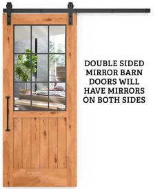 The Farmhouse French Half Double Mirror adds a classic look to your home. Combining a rustic and French-style guarantees this door to be a unique piece. The mirror bounces off natural and artificial light, making the room appear larger and brighter. Barn doors are ideal for saving space without sacrificing style. The Farmhouse French Half Double Mirror is made in the USA of solid wood with anti warping technology. Customize this double mirror barn door to be a perfect fit in your home! Rustica H Mirror Barn Door, Double Mirror, Double Sided Mirror, Artificial Light, The Farmhouse, Barn Doors, The Mirror, Barn Door, Space Saving