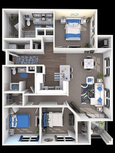 the floor plan of a two bedroom apartment