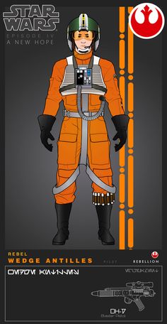 a star wars character in an orange uniform