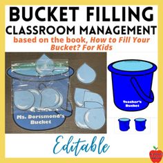 a bucket filled with water and other items to make it into a classroom management book