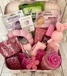 a basket filled with lots of different types of beauty products and items to use for gifting