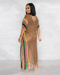 This Summer Ladies Sexy Crochet Knitting Tassel Colorblock Beach Long Dress Design Made Of High Quality Material. It Is a Must-Have Item For Islander Days.You Will Find Wide Range Colors, Prints, And Designs Women Beach Dresses With La Belle Gina Boutique - Crochet, Knitting, Chiffon, Print, Mesh, Fishnet, Bohemian Cover-Ups. Beach Long Dress, Maxi Long Dress, Women's Outfit Sets, Long Dress Design, Crochet Maxi Dress, Crochet Maxi, Long Beach Dress, Lingerie For Men, Beach Wear Dresses