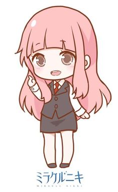 an anime character with long pink hair and black dress, holding a cell phone to her ear