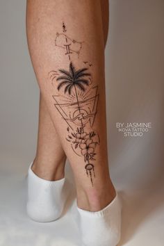 Palm tree geometrical design done by Jasmine at Ikova tattoo studio 


#palm #palmtree #palmtreetattoo #flowers #flowerstattoo #flowertattoo #geometry #geometrytattoo #geometricaltattoo #legtattoo #tattoosforgirls #femininetattoo #daintytattoo #miamitattoo #miami #tattooartist #tattoodesign #tattooideas #miamitattooshop #miamitattooartist Palm Tree And Evergreen Tree Tattoo, Palm Tree Inner Arm Tattoo, Palm Tree Tattoo Women, Unique Palm Tree Tattoo, Palm Tree Leg Tattoo, Palm Tree Sleeve Tattoo, Strand Tattoo, Tree Leg Tattoo, Ladies Tattoos