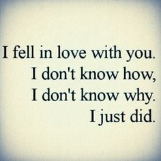 the words i fell in love with you, i don't know how i don't know why i just did