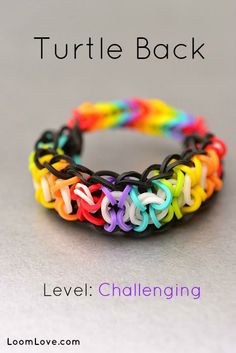 an image of a colorful bracelet with the words turtle back written on it in rainbow colors