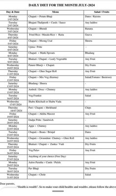 the daily diet for the month july - may 2013 is shown in black and white