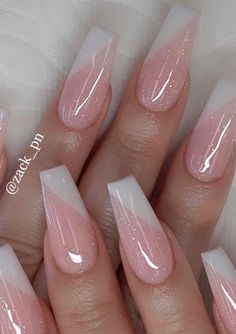 Ombre Nail Design, Ombre Acrylic Nails, White Acrylic Nails, Ombre Nail Designs, Acrylic Coffin, Acrylic Nails Coffin Short, Nail Designs Glitter, Pink Acrylic Nails, Fabulous Nails