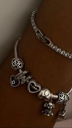 #explore #explorepage Pandora Necklace Set, Pandora Bracelet Stacking Ideas, Pandora Bracelet Stack, Mara Core, Jewelry Poses, Aesthetic Silver Jewelry, Pandora Bracelet Charms Ideas, Real Happiness, Pandora Charms Bracelet