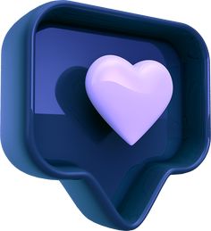 a heart shaped object in the center of a blue speech bubble