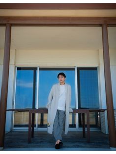 a person standing in front of a building