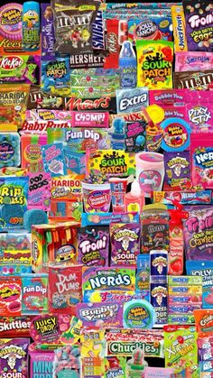 many different types of candy on display