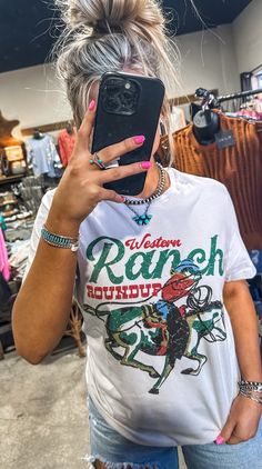 Printed on Gildan Unisex Tee Pearl Cuff, Western Graphic Tees, Country Fashion, Outerwear Vest, Cowgirl Hats, Cool Tees, New Tops, Western Outfits, Vest Jacket