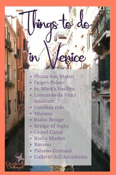 a poster with the words things to do in venice on it's back side