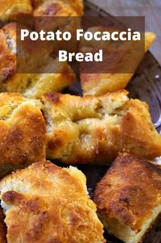 several pieces of bread sitting on a plate