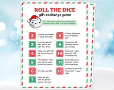 a roll the dice game with instructions on it