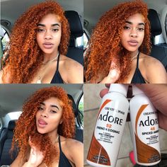 Ginger Hair Ideas Black Women, Colors On Black Women Hair, Ginger Hair Adore, Best Ginger Hair Dye, Ginger Natural Curly Hair, Different Shades Of Ginger Hair, Ginger Died Curly Hair, Ginger Hair Color On Black Women Natural, Curly Black Hair Color Ideas