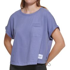 Introducing The Women's Calvin Klein Bungee-Hem Pocket Cotton T-Shirt In Hyacinth, Size Xlan Epitome Of Casual Sophistication And Modern Comfort. Crafted By The Iconic Calvin Klein Brand, This T-Shirt Effortlessly Combines Contemporary Design With Practical Details, Making It A Staple For The Modern Woman Seeking A Stylish And Versatile Wardrobe. In The Enchanting Hyacinth Hue, This T-Shirt Adds A Touch Of Vibrancy To Your Casual Ensemble. The Size Xl Ensures A Comfortable And Relaxed Fit, Accom Calvin Klein Modern Relaxed Fit Tops, Black Crop Hoodie, Calvin Klein Hoodie, Calvin Klein Top, Womens Sleeveless Tops, Modern Minimalism, Leopard Print Blouse, Calvin Klein Women, Klein Blue