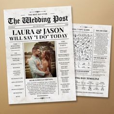 the wedding post newspaper has been designed to look like it is in an old paper