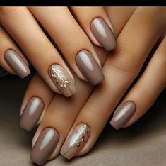 Fall Gel Nails, Fancy Nails Designs, Makijaż Smokey Eye, Fall Nail Art, Brown Nails, Fancy Nails, Chic Nails, Square Nails, Acrylic Nail Designs