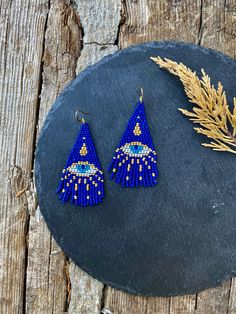 Bohemian Evil Eye Dangle Jewelry, Evening Earrings, Beaded Fringe Earrings, Earrings Chandelier, Blue Evil Eye, Beaded Fringe, Seed Bead Earrings, Fringe Earrings, Bead Earrings