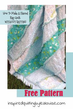 a blue and white quilt with the words how to make a blanket without bating