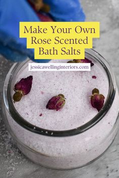 These pretty rose-scented bath salts smell just as good as they look. They’re perfect for homemade gifts! Bath Recipes Diy, Epsom Salt Magnesium, Soy Wax Candles Diy, How To Make Bubbles, Rose Bath Salts, Bath Salts Diy, Bath Recipes, Rose Bath, Pretty Rose