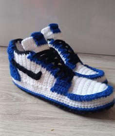 Knitted sneakers.  Fashionable knitted shoes ideal gift for you or your loved ones.  All items in the shop are 100 percent handmade by me and made to order so if you have a favorite pattern feel free to message me Jordan Slippers, Knitted Sneakers, Knitting Slippers, Knitted Shoes, Jordan Style, Knit Sneakers, Knitted Slippers, 100 Percent, Bulgaria