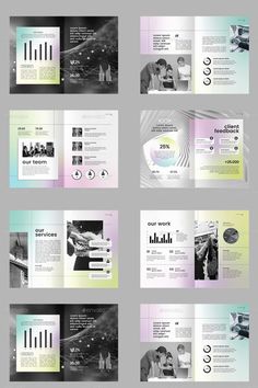 an open brochure with different colors and shapes