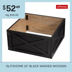 a black wooden box with the price tag $ 52 99 and it is on sale for $