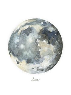 a painting of the moon in watercolor on paper