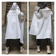 Новая коллекция Повседневное пальто / Асимметричный белый | Etsy Oversized White Cape Outerwear, Woman Coat, Asymmetrical Coat, Pocket Vest, Scarf Jacket, White Vest, Windproof Jacket, Spring Coat, Hooded Scarf