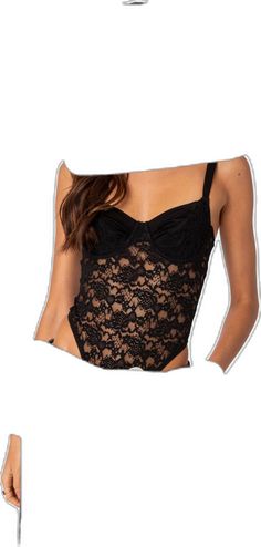 Lace Bodysuit With Built-in Bra For Night Out, Sleeveless Lace Bodysuit With Built-in Bra, Sleeveless Black Bodysuit With Lace Closure, Party Lace Bodysuit With Lace Closure, Lace Bodysuit With Lace Closure For Party, Sleeveless Lace Bodysuit With Lace Closure, Chic Sleeveless Lace Closure Bodysuit, Fitted Lace Bodice Bodysuit For Party, Chic Sleeveless Bodysuit With Lace Closure