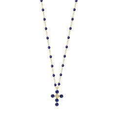 Gigi Clozeau - Pearled Cross Diamond Necklace, Lapis, Yellow Gold, 16.5 Elegant Blue Necklace With Satellite Chain, Elegant Blue Necklace With Chain, Luxury Gold Necklace With Lapis Lazuli, Elegant Lapis Lazuli Jewelry With Adjustable Chain, Luxury Blue Pearl Necklace, Blue Luxury Pearl Necklace For Gift, Elegant Lapis Lazuli Necklace With Adjustable Chain, Formal Lapis Lazuli Pendant Necklace, Lapis Lazuli Pendant Necklace For Formal Occasions