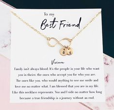 "For Best Friend - Best friend Necklace - best friend Birthday - Long distance Best friend - Best Friend birthday - Best Friend jewelry by Reflection of memories Amazing gift idea for your bestie. Make her feel deeply appreciated and valued with this special eternity necklace personalized with 2 initials: yours and hers. The Infinity charm is a symbol of connection, a traditional love symbol that celebrates your forever love. Celebrate the beautiful bond of friendship with this dainty and elegan Personalized Necklace For Best Friend Gift, Inspirational Charm Necklace For Best Friend And Mother's Day, Mother's Day Best Friend Gift Charm Necklace, Customized Jewelry For Best Friend, Customized Necklace For Best Friend Or Mother's Day, Customized Necklace For Best Friend For Mother's Day, Customizable Necklaces For Best Friend And Mother's Day, Customized Necklace For Best Friend Gift On Mother's Day, Inspirational Personalized Charm Necklace For Best Friend