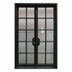 iron entrance french double door with square top and frosted glass Iron French Doors, French Door Design, Single French Door, French Double Doors, Steel French Doors, Elegant Doors, Door Sweep, French Doors Exterior, French Exterior