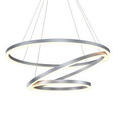 a circular light fixture with two rings hanging from it's center and one ring at the end