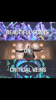 the words beautiful scars on crucial veins are in front of an image of a crowd