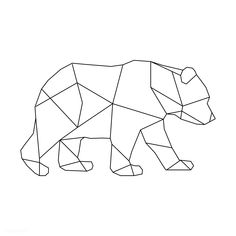 the outline of a bear is shown in black and white, while it appears to be made out of geometric shapes