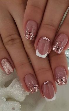 Nails For Bride, Wedding Nails Glitter, Homecoming Nails Acrylic, Simple Gel Nails, Makijaż Smokey Eye, Wedding Nails For Bride, Nails Wedding, Christmas Nails Acrylic, Sparkle Nails