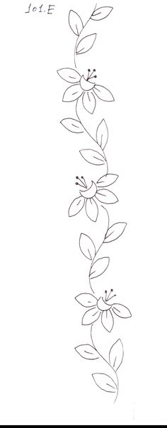 a line drawing of flowers and leaves on a sheet of paper with the word love written in